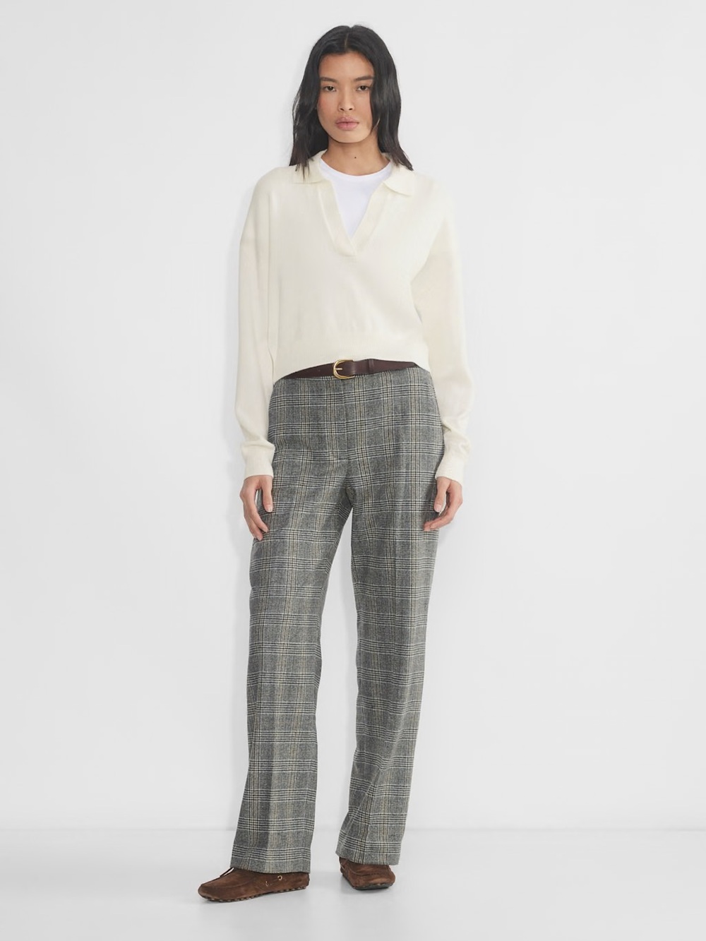 Wilfred 100% Merino Wool Clara Cream Collared V-Neck Pullover Sweater - s - Picture 2 of 13